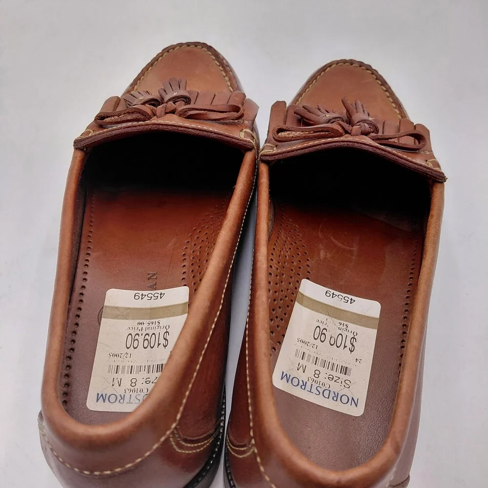 Cole Haan Mens 8 M British Tan Leather Kiltie Tassel Loafers C01063 Brazil Lux